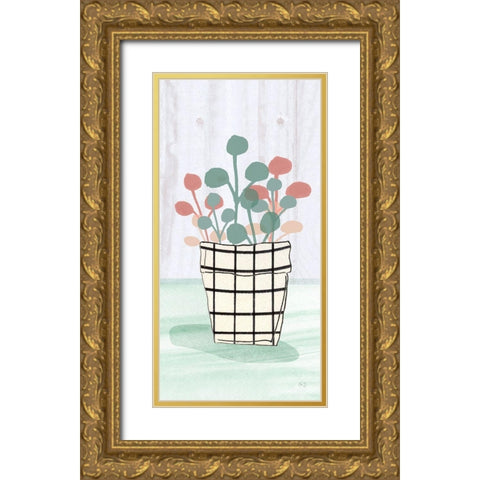 Potted Posies III Gold Ornate Wood Framed Art Print with Double Matting by Jill, Susan