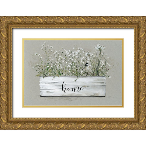 Bouquet of Grace Bucket Home Gold Ornate Wood Framed Art Print with Double Matting by Finn, Livi