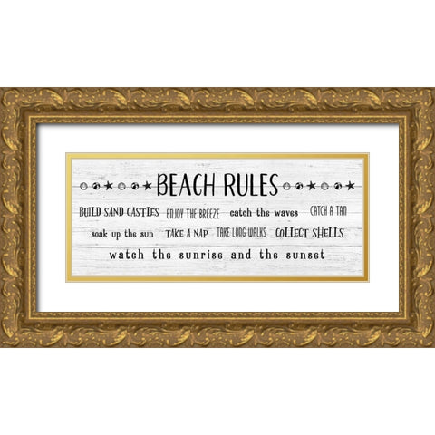 Rules of the Beach Gold Ornate Wood Framed Art Print with Double Matting by Carpentieri, Natalie