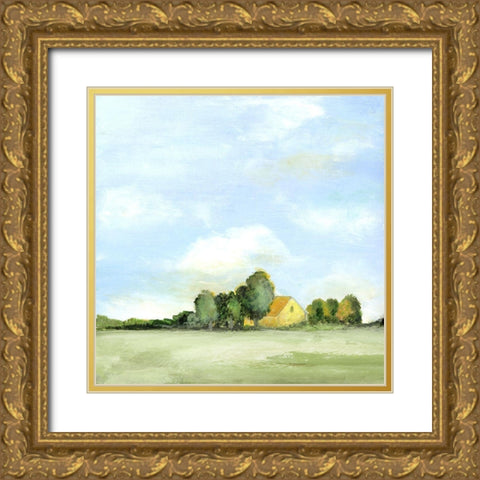 Simple Pasture Gold Ornate Wood Framed Art Print with Double Matting by Tava Studios