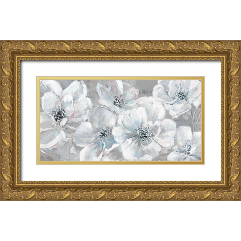 Soft Teal Summer Gold Ornate Wood Framed Art Print with Double Matting by Swatland, Sally