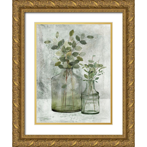 Simply Green I Gold Ornate Wood Framed Art Print with Double Matting by Robinson, Carol