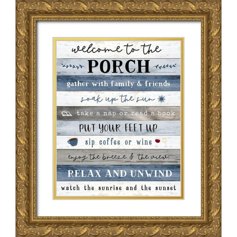 Porch Rules Gold Ornate Wood Framed Art Print with Double Matting by Carpentieri, Natalie