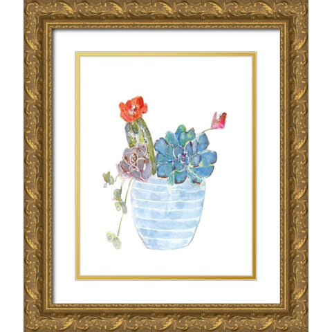 Cactus and Succulent Blooms I Gold Ornate Wood Framed Art Print with Double Matting by Swatland, Sally