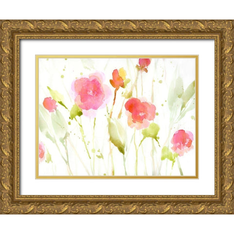 Wild Roses II Gold Ornate Wood Framed Art Print with Double Matting by Swatland, Katie