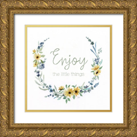 Enjoy the Little Things Gold Ornate Wood Framed Art Print with Double Matting by Nan