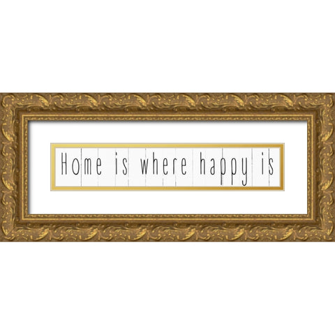Home Is Gold Ornate Wood Framed Art Print with Double Matting by CAD Designs