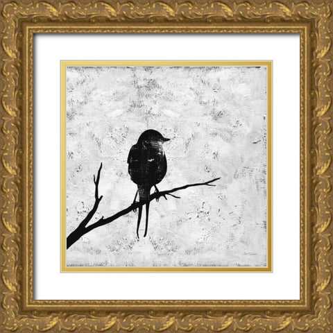 Bird Silhouette I Gold Ornate Wood Framed Art Print with Double Matting by Robinson, Carol