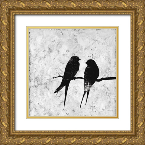 Bird Silhouette II Gold Ornate Wood Framed Art Print with Double Matting by Robinson, Carol