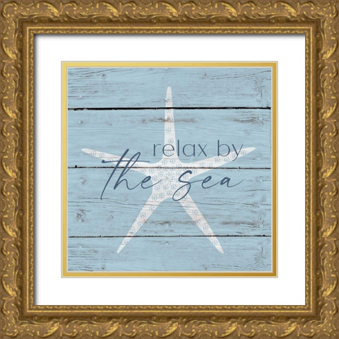 Relax By the Sea Gold Ornate Wood Framed Art Print with Double Matting by Jill, Susan