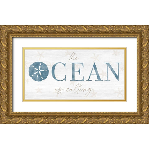 The Ocean Gold Ornate Wood Framed Art Print with Double Matting by Carpentieri, Natalie