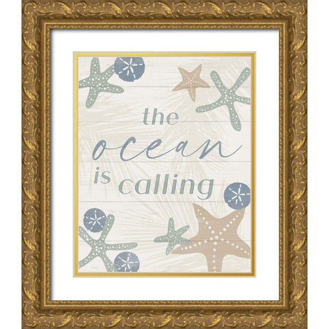 The Ocean is Calling Gold Ornate Wood Framed Art Print with Double Matting by Carpentieri, Natalie