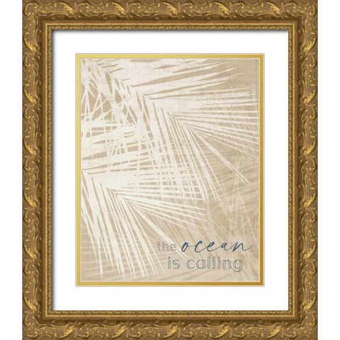 Ocean Calling Palms Gold Ornate Wood Framed Art Print with Double Matting by Carpentieri, Natalie