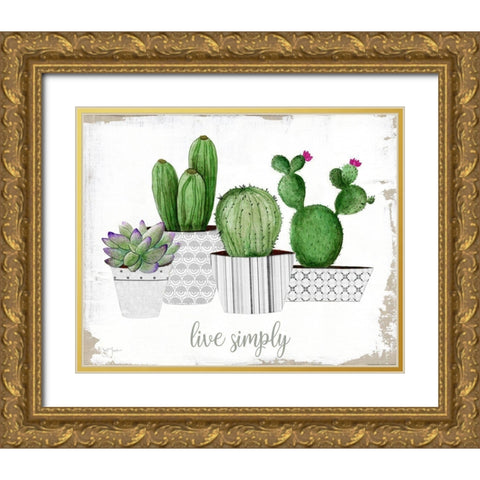 Live Simply Gold Ornate Wood Framed Art Print with Double Matting by Tava Studios