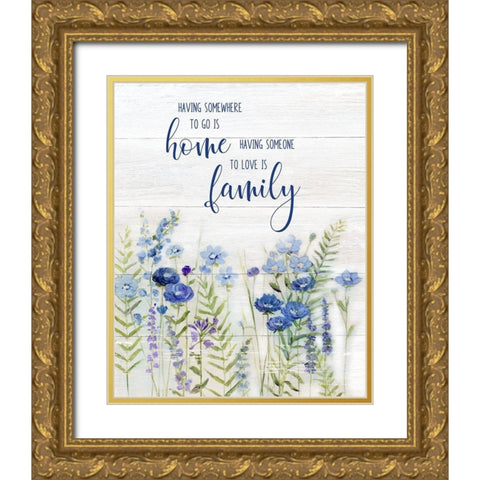 Home Family Gold Ornate Wood Framed Art Print with Double Matting by Swatland, Sally
