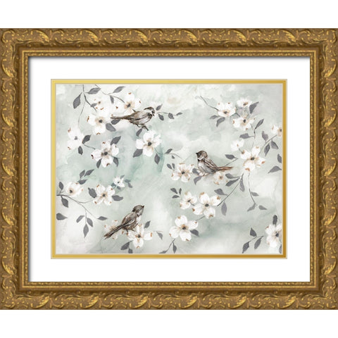 Spring Serenade Gold Ornate Wood Framed Art Print with Double Matting by Nan