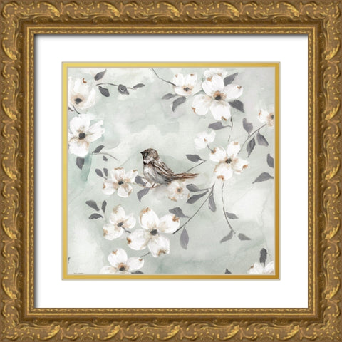 Spring Solo Serenade III Gold Ornate Wood Framed Art Print with Double Matting by Nan