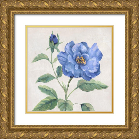 Blue Grandiflora II Gold Ornate Wood Framed Art Print with Double Matting by Nan