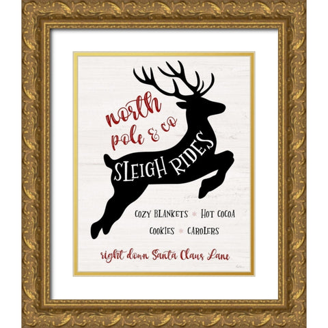Sleigh Rides Gold Ornate Wood Framed Art Print with Double Matting by Carpentieri, Natalie