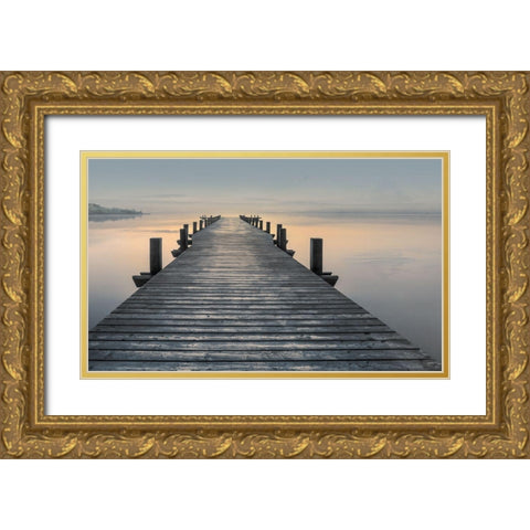 Sun Down Gold Ornate Wood Framed Art Print with Double Matting by Calascibetta, Mike