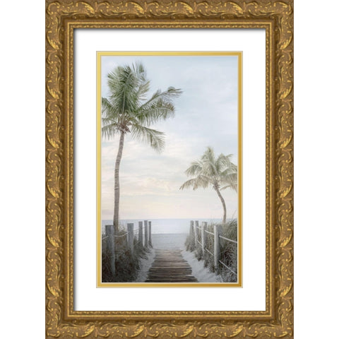 Palm Walk Gold Ornate Wood Framed Art Print with Double Matting by Calascibetta, Mike