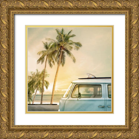 Day of Surfing Gold Ornate Wood Framed Art Print with Double Matting by Calascibetta, Mike