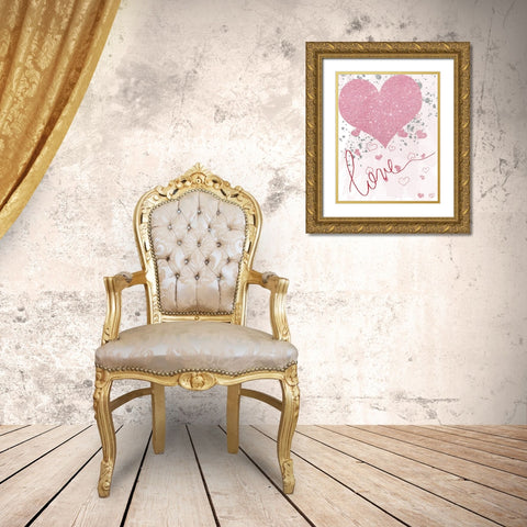 Sparkling Love Gold Ornate Wood Framed Art Print with Double Matting by Santiago, Daniela