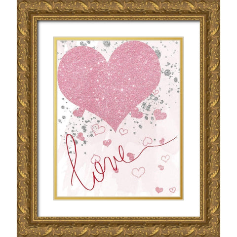 Sparkling Love Gold Ornate Wood Framed Art Print with Double Matting by Santiago, Daniela