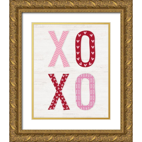 XOXO Gold Ornate Wood Framed Art Print with Double Matting by Carpentieri, Natalie