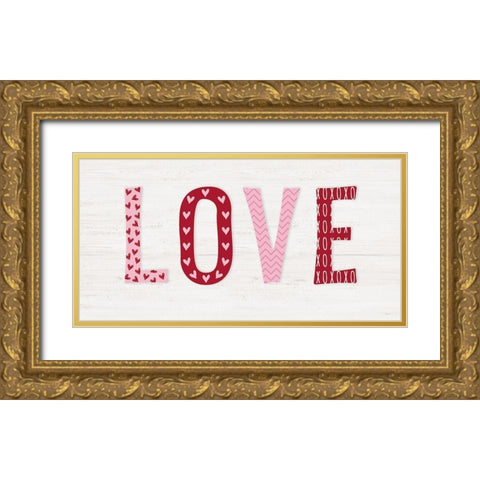 Patterned Love Gold Ornate Wood Framed Art Print with Double Matting by Carpentieri, Natalie