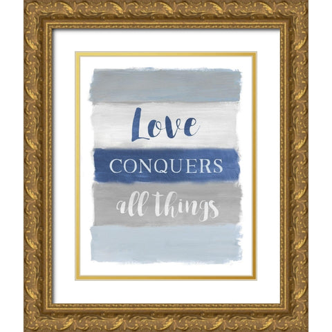 Love Conquers Gold Ornate Wood Framed Art Print with Double Matting by Nan