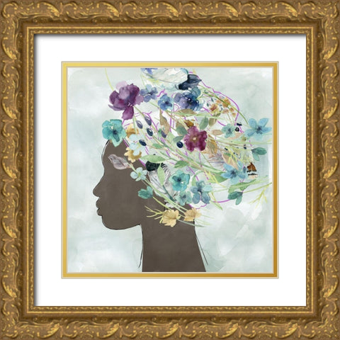 Flower Power Beauty II Gold Ornate Wood Framed Art Print with Double Matting by Robinson, Carol
