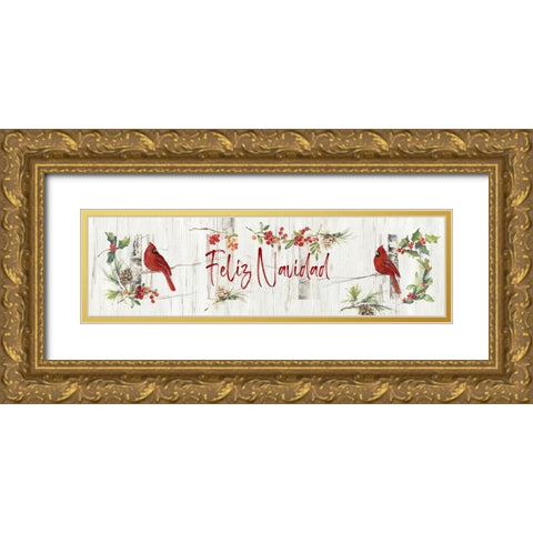 Feliz Navidad Gold Ornate Wood Framed Art Print with Double Matting by Swatland, Sally