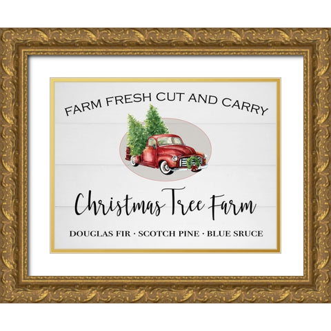 Christmas Tree Farm Gold Ornate Wood Framed Art Print with Double Matting by Robinson, Carol