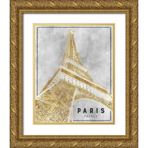 Shimmering Eiffel Gold Ornate Wood Framed Art Print with Double Matting by Carpentieri, Natalie