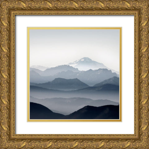 Mountain Cascade Gold Ornate Wood Framed Art Print with Double Matting by Delimont, Danita