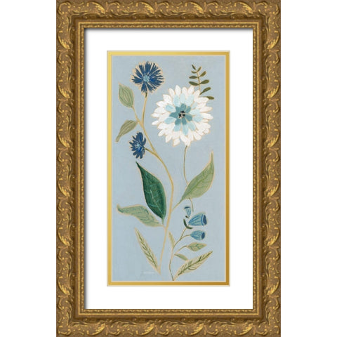Woodblock Botanical II Gold Ornate Wood Framed Art Print with Double Matting by Robinson, Carol