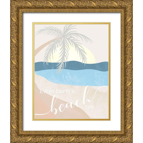 Beach Day Gold Ornate Wood Framed Art Print with Double Matting by Santiago, Daniela