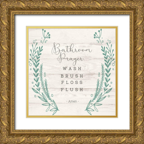 Bathroom Prayer Gold Ornate Wood Framed Art Print with Double Matting by Jill, Susan