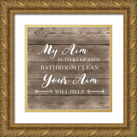 Aim to Clean Gold Ornate Wood Framed Art Print with Double Matting by CAD Designs