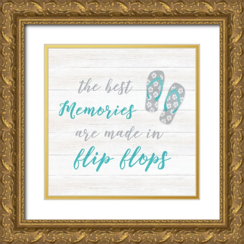 Flip Flop Memories Gold Ornate Wood Framed Art Print with Double Matting by CAD Designs