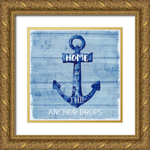 Anchor Drops Gold Ornate Wood Framed Art Print with Double Matting by Jill, Susan