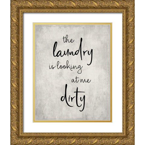 Dirty Laundry Gold Ornate Wood Framed Art Print with Double Matting by CAD Designs
