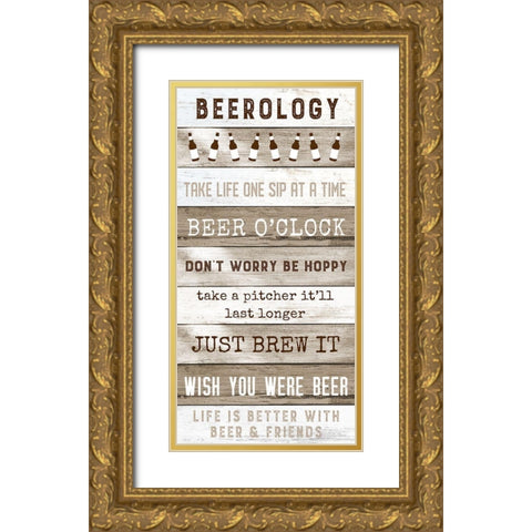 Beerology Gold Ornate Wood Framed Art Print with Double Matting by Carpentieri, Natalie