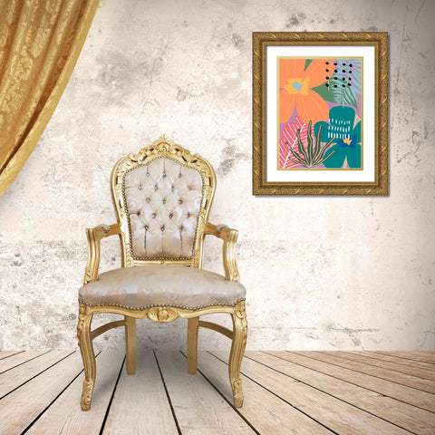 Paradise Pop II Gold Ornate Wood Framed Art Print with Double Matting by Santiago, Daniela