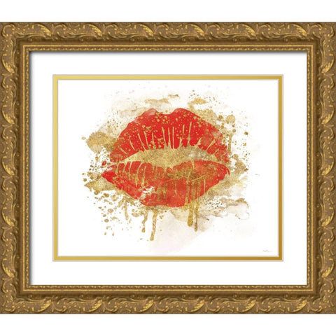 Red Kisses Gold Ornate Wood Framed Art Print with Double Matting by Carpentieri, Natalie