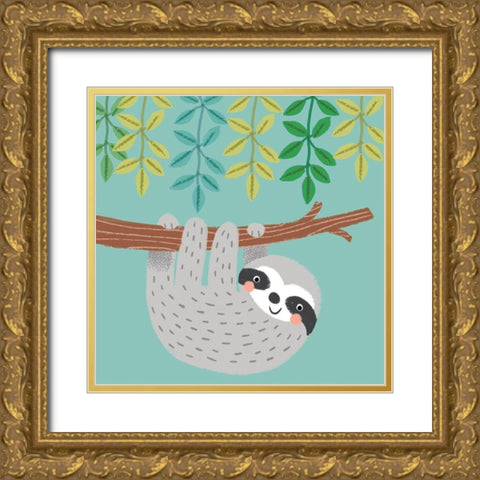 Jungle Sloth I Gold Ornate Wood Framed Art Print with Double Matting by Anglicas, Louise