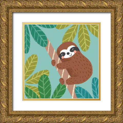 Jungle Sloth III Gold Ornate Wood Framed Art Print with Double Matting by Anglicas, Louise