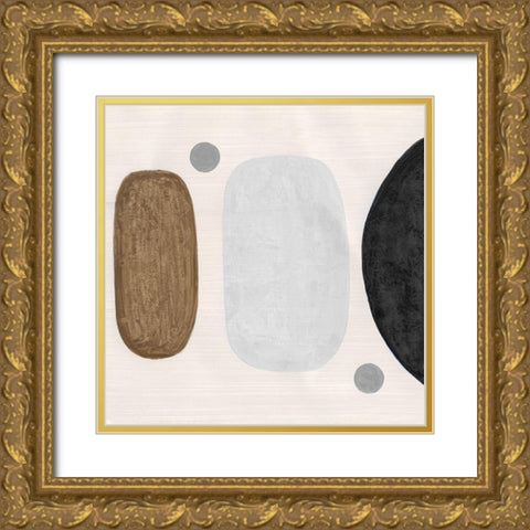 Neutral Stones II Gold Ornate Wood Framed Art Print with Double Matting by Tava Studios