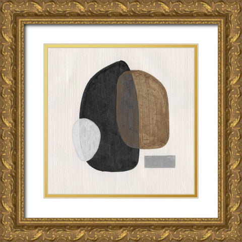 Neutral Stones III Gold Ornate Wood Framed Art Print with Double Matting by Tava Studios